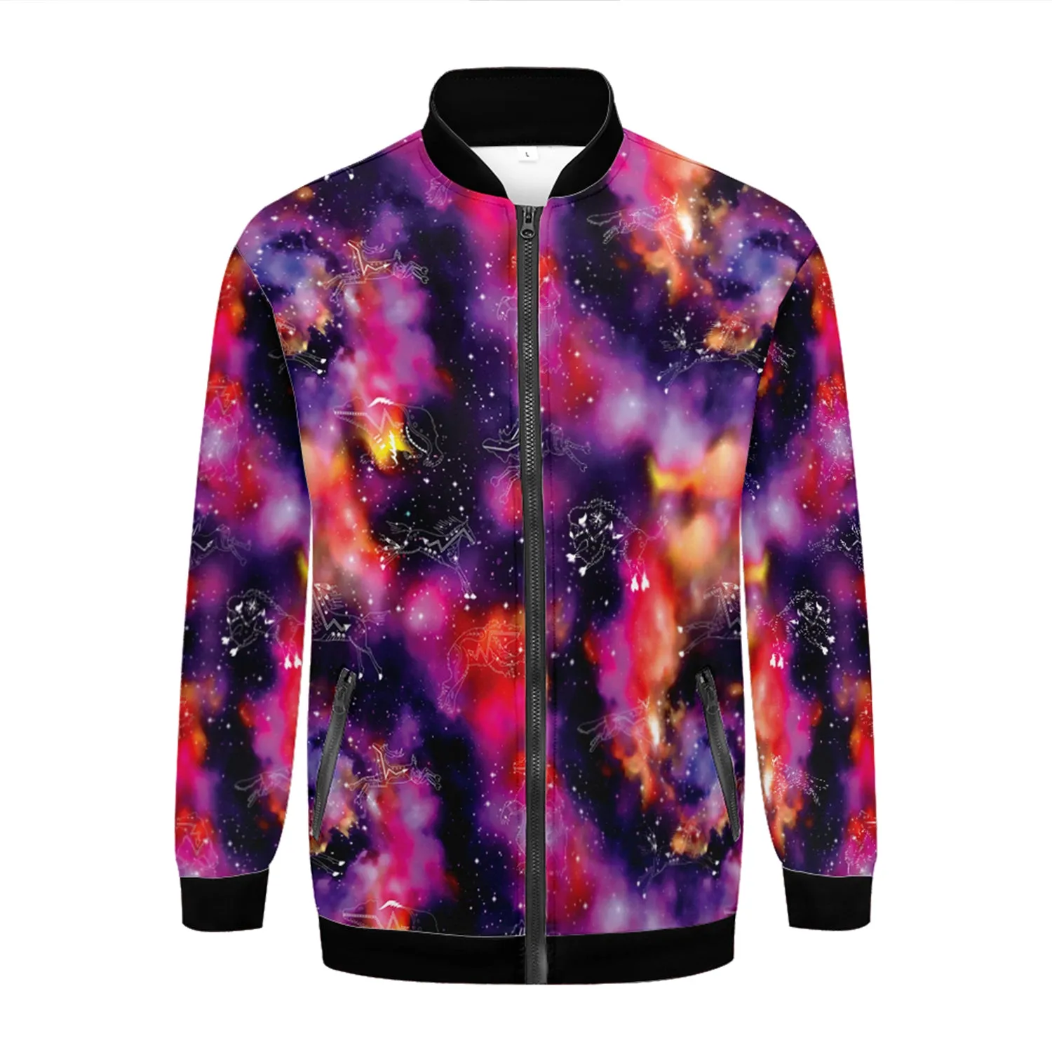 Animal Ancestors 9 Cosmic Swirl Purple and Red Zippered Collared Lightweight Jacket