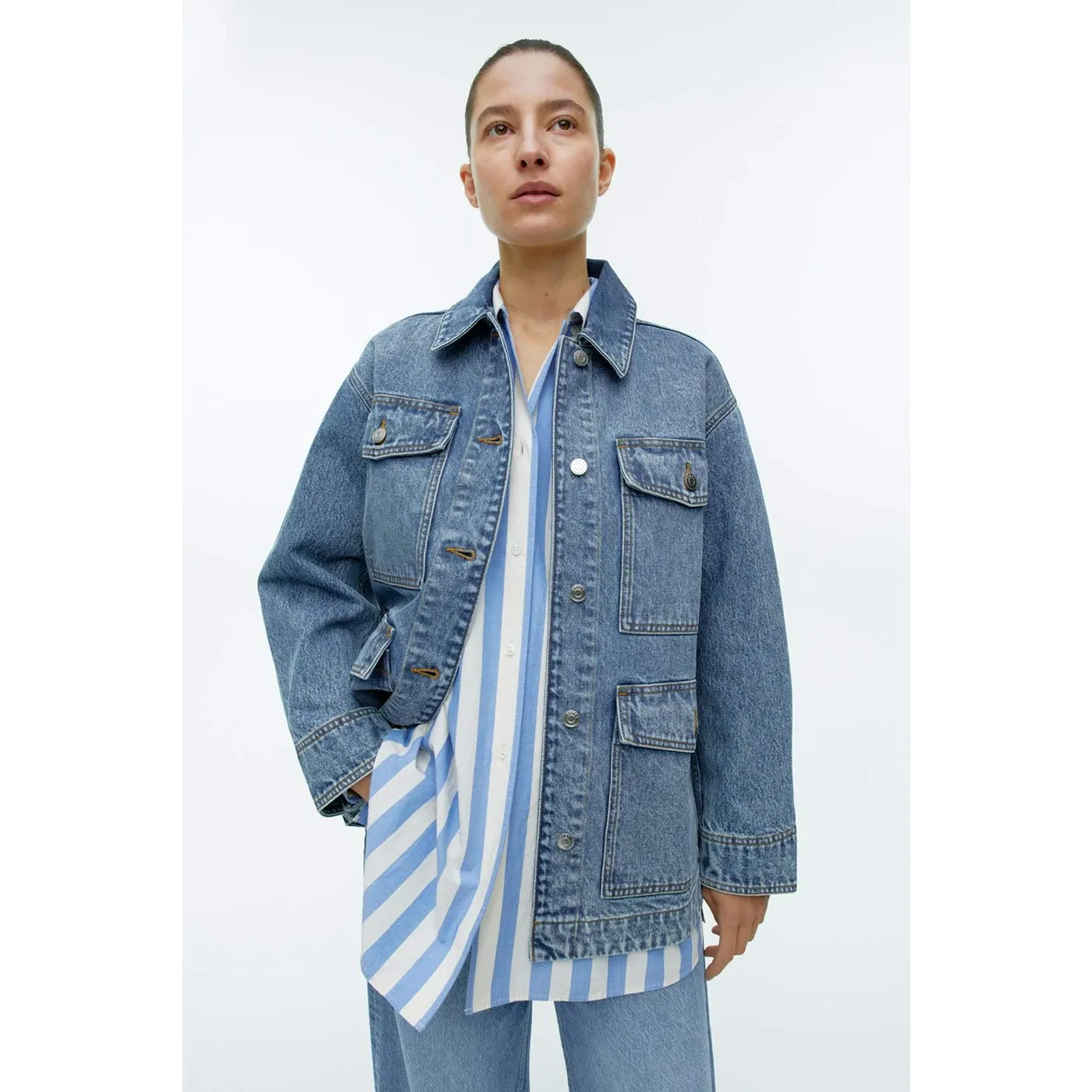 Blue Washed Oversized Denim Jacket