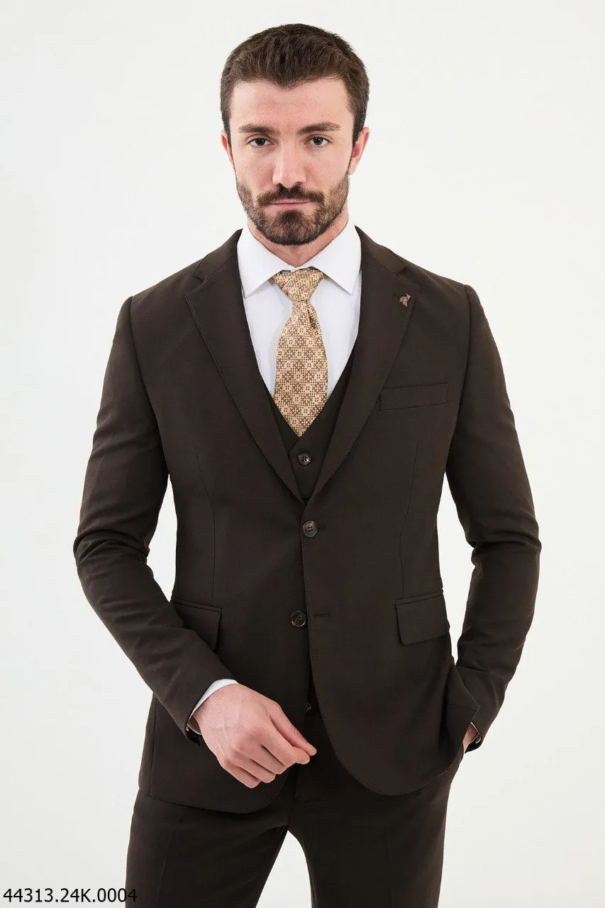 Bojoni Belmonte Brown Classic Slim Fit Suit