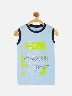 Boys Chest Print Round Neck Sleeveless Tee