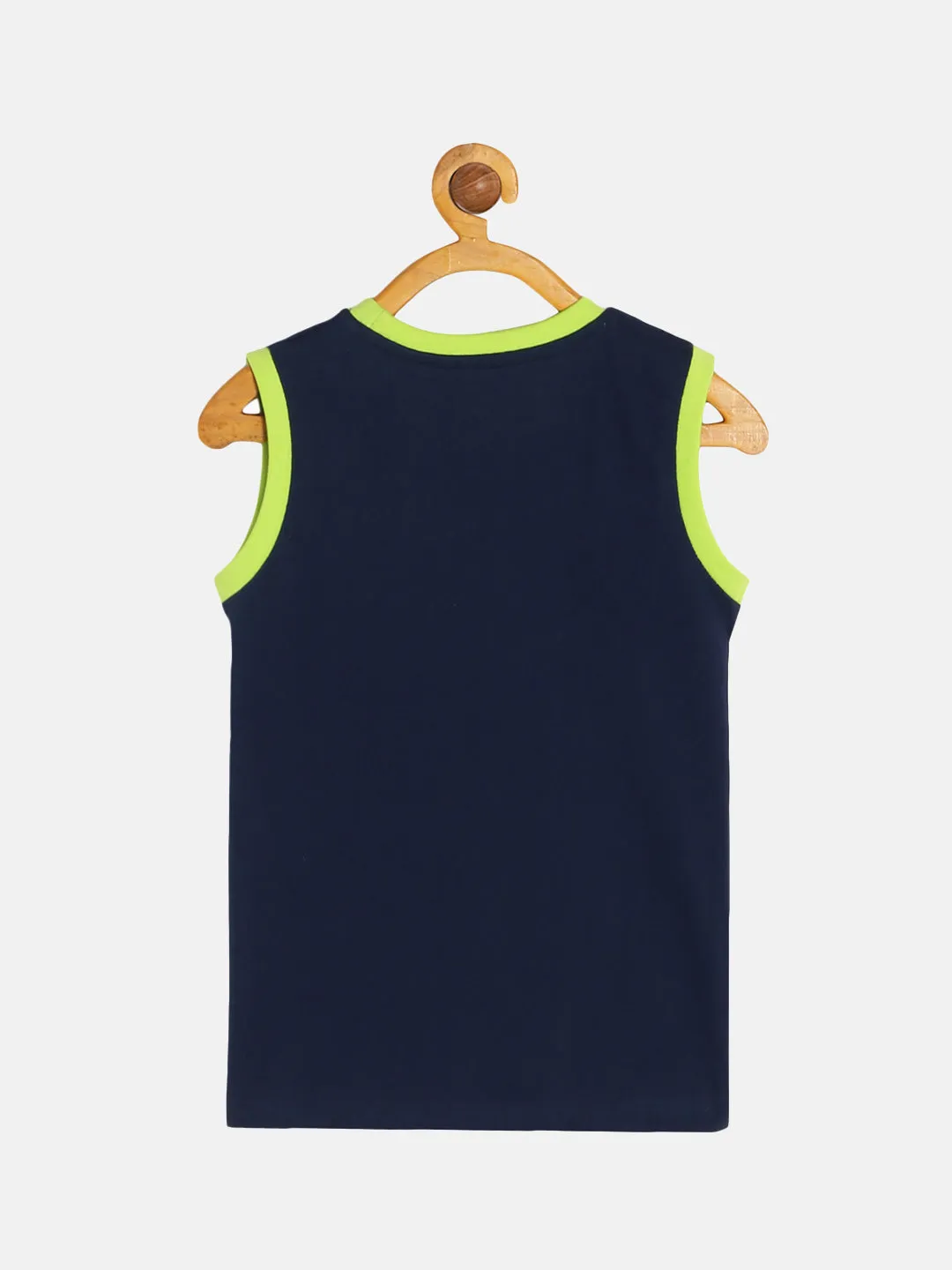 Boys Chest Print Round Neck Sleeveless Tee