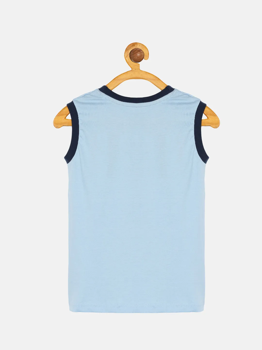 Boys Chest Print Round Neck Sleeveless Tee