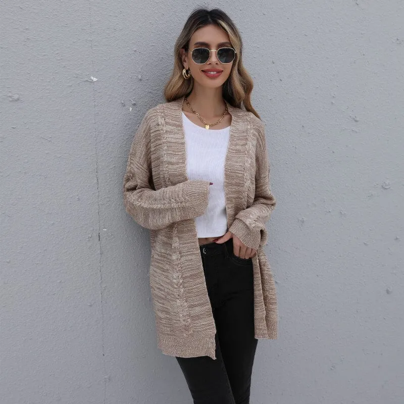 Braided Khaki Cozy Cardigan