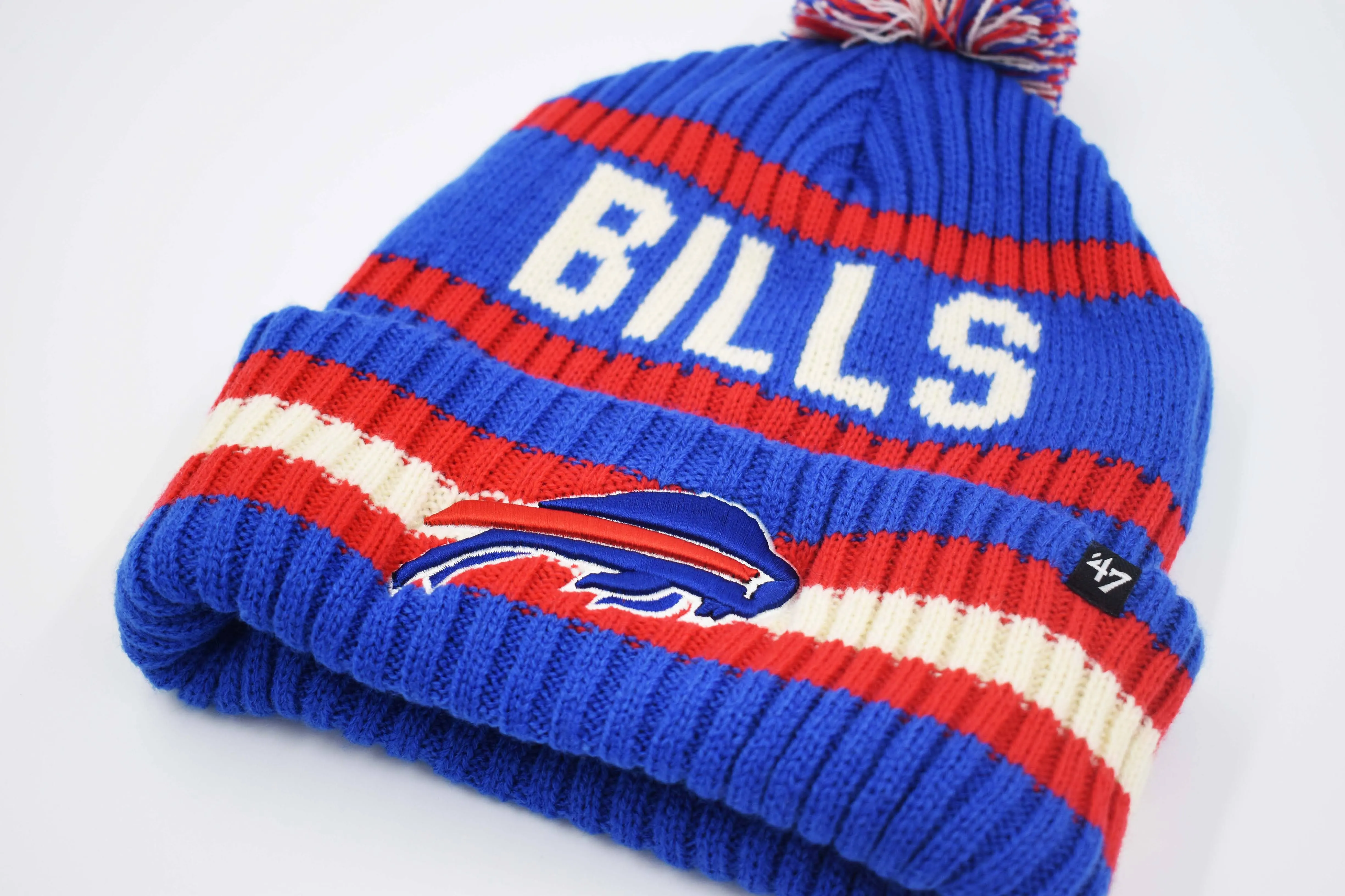 Buffalo Bills Ribbed RWB Pom Beanie