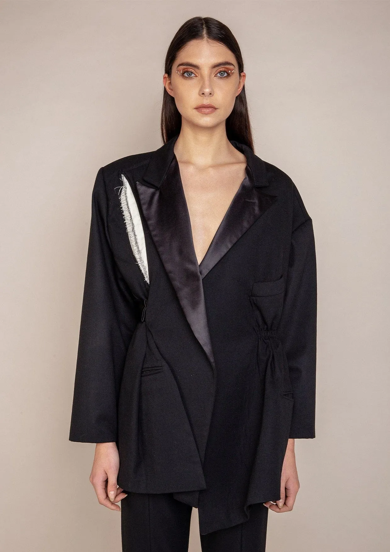 Carol Deconstructed Asymmetric Rip-Effect Suit Jacket