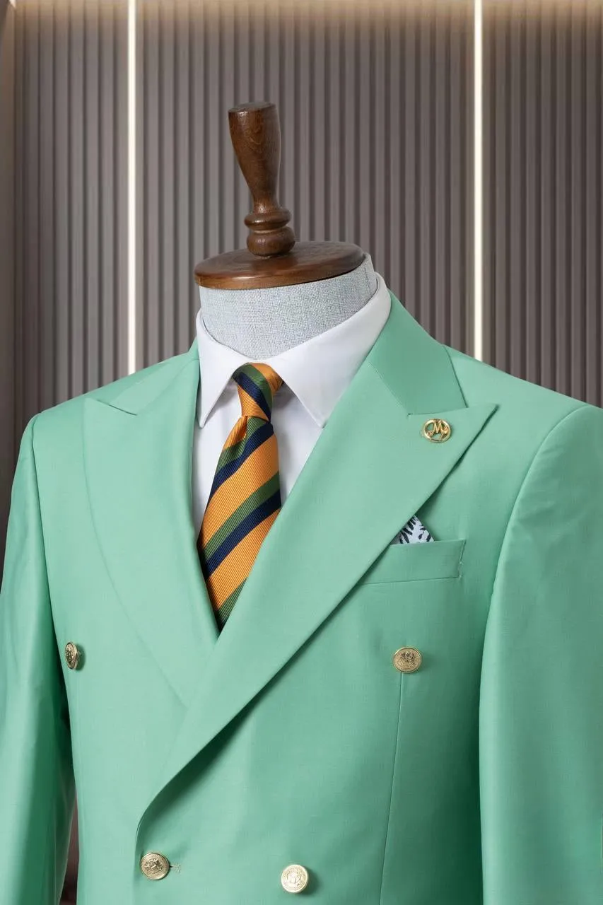 Classic Green Double Breasted Suit