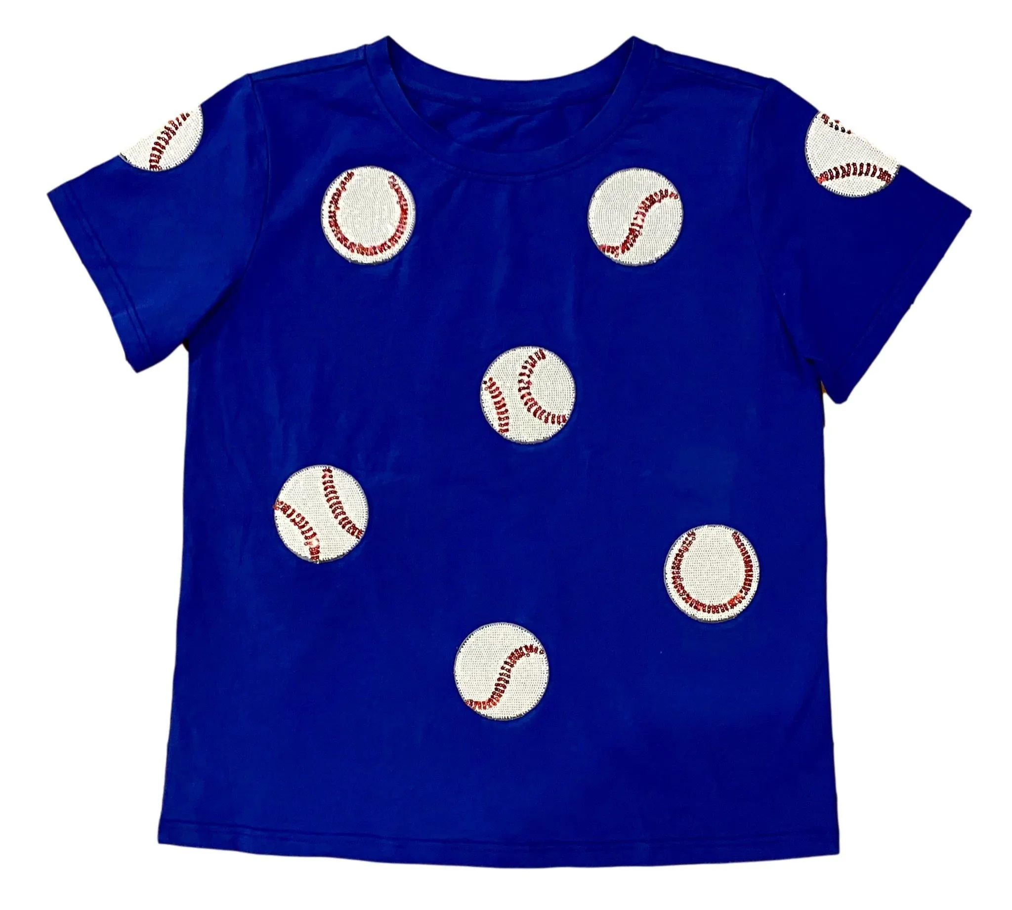 Fly Balls Blue Baseball Tee