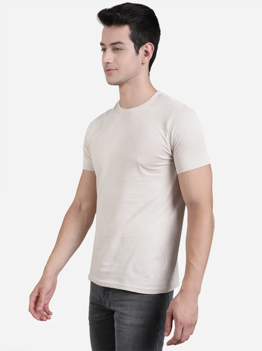 Fog Grey Solid Slim Fit T-Shirt | JadeBlue