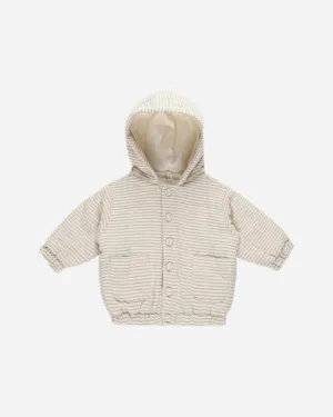 Hooded Woven Jacket || Basil Stripe