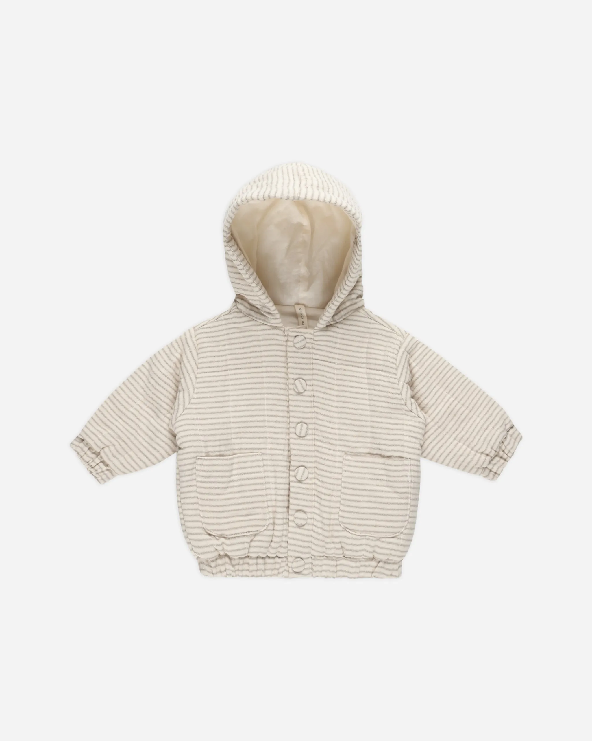 Hooded Woven Jacket || Basil Stripe