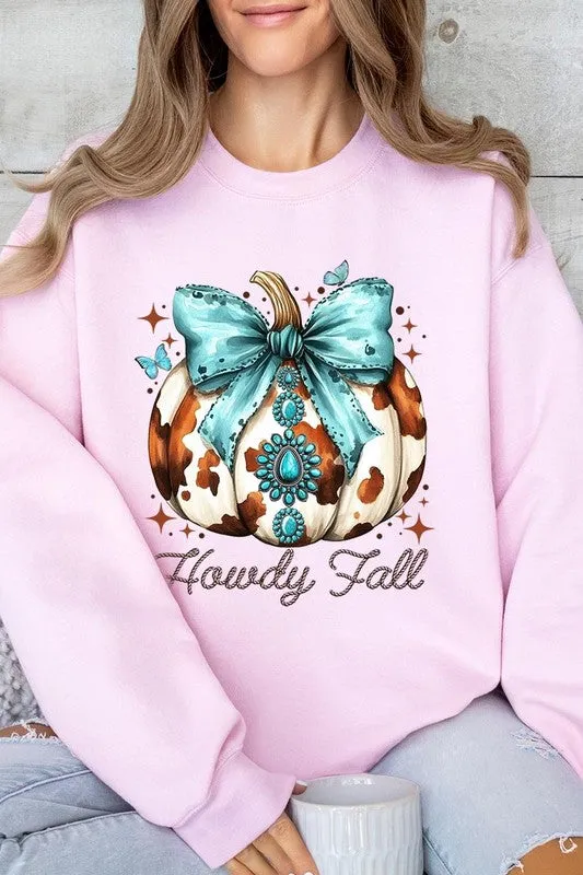 Howdy Fall Western Pumpkin Fleece Sweatshirts