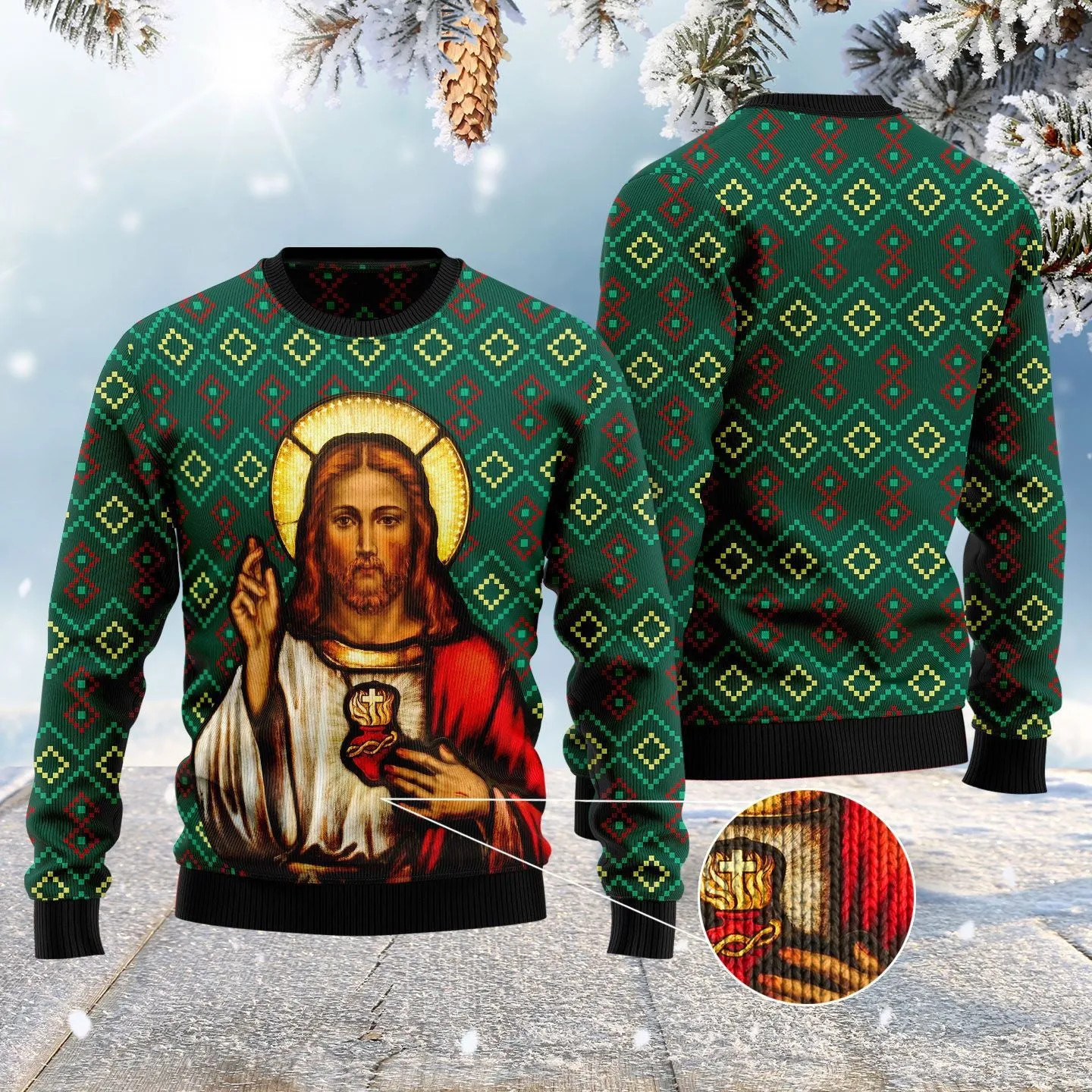 Jesus Ugly Christmas Sweater Unisex Womens & Mens - Xmas Gifts For Him Or Her - Jesus Christ Sweater - God Gifts Idea