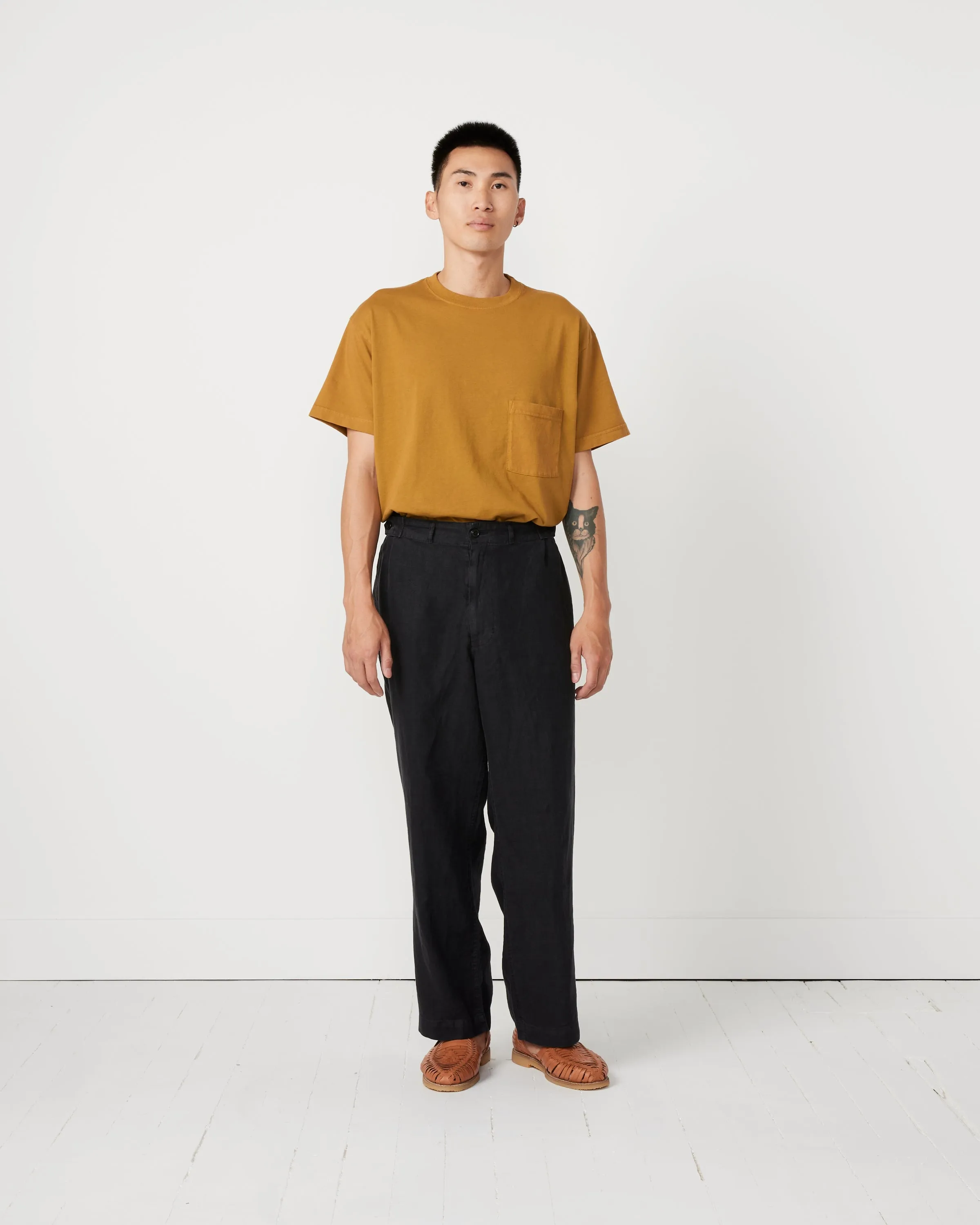 Linen Tab Trouser in Night