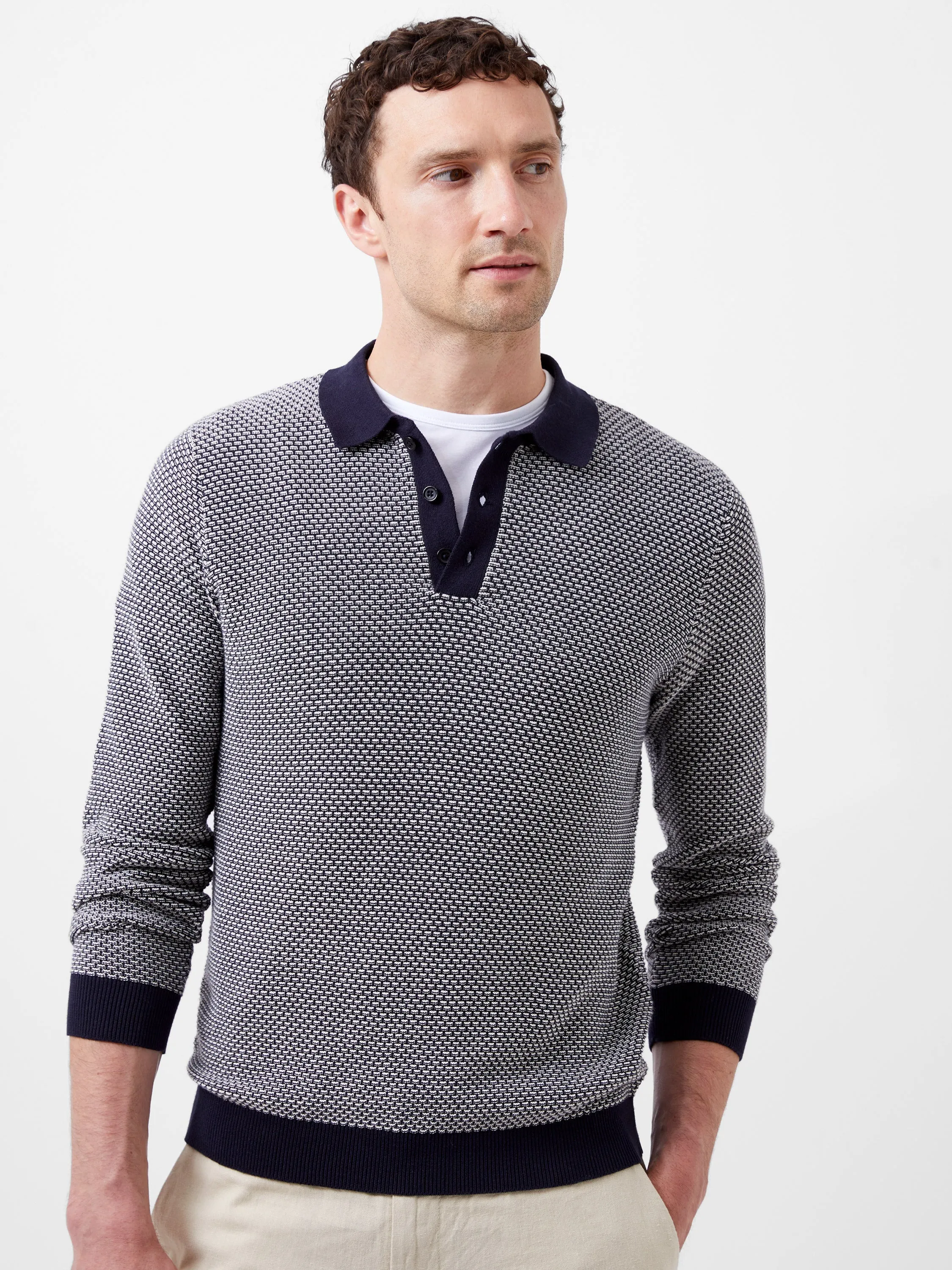 Long Sleeve Jacquard Polo Shirt