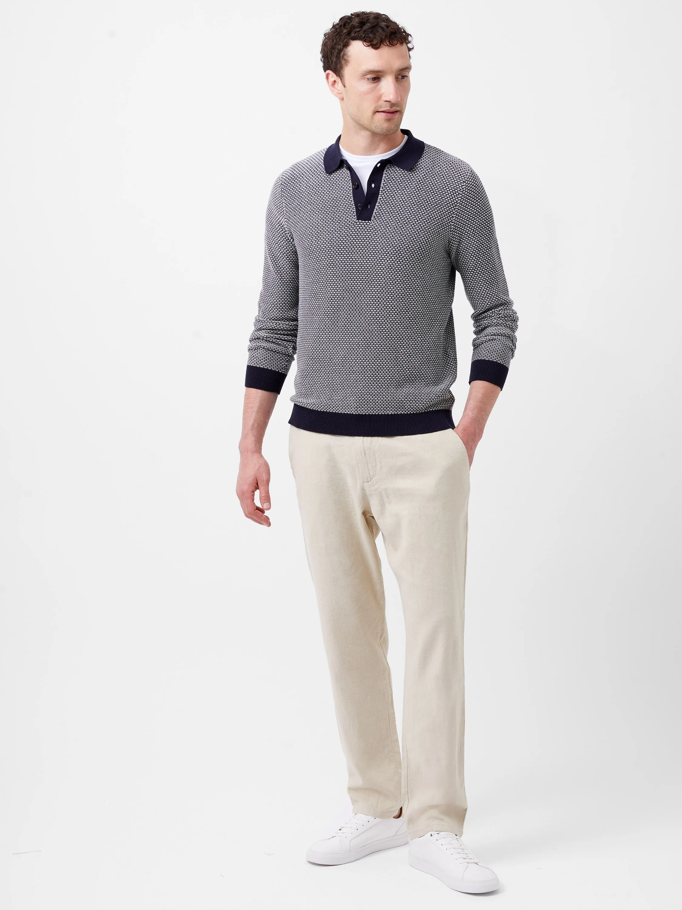 Long Sleeve Jacquard Polo Shirt