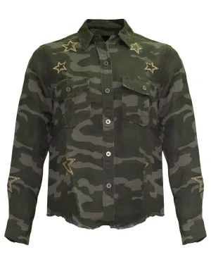 Loren Charcoal Camo Star Embroidery Jacket