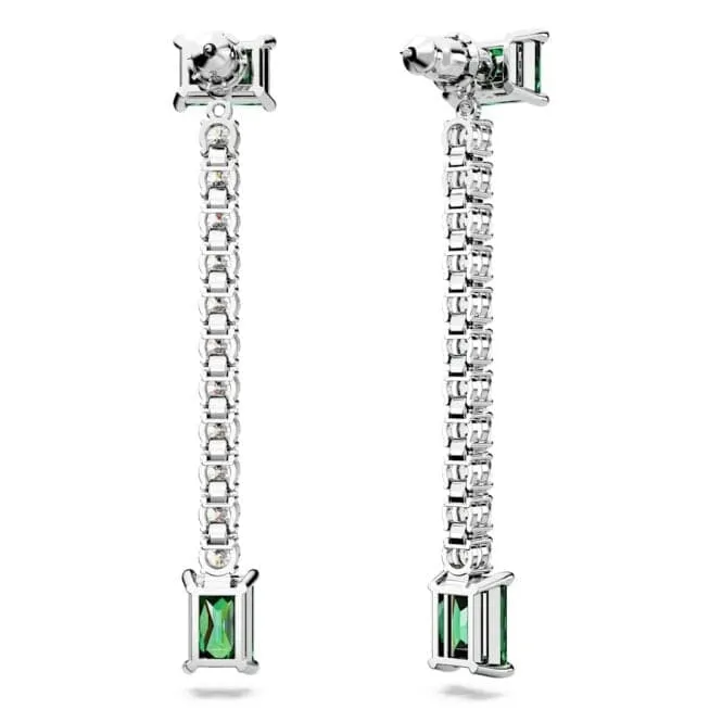 Matrix Mixed Cuts Green Rhodium Plated Drop Earrings 5665786