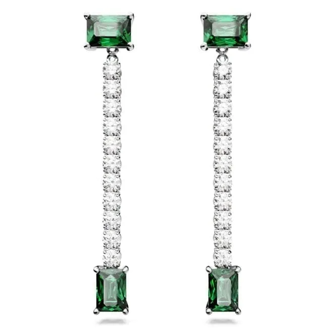 Matrix Mixed Cuts Green Rhodium Plated Drop Earrings 5665786