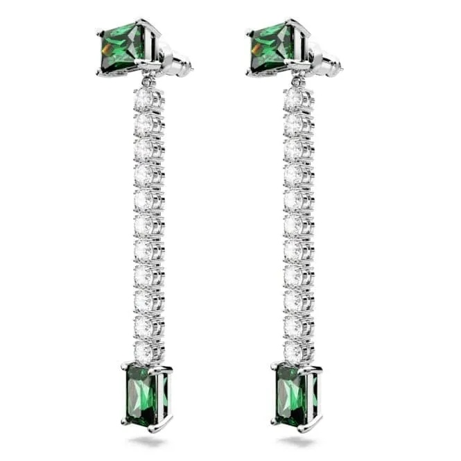 Matrix Mixed Cuts Green Rhodium Plated Drop Earrings 5665786