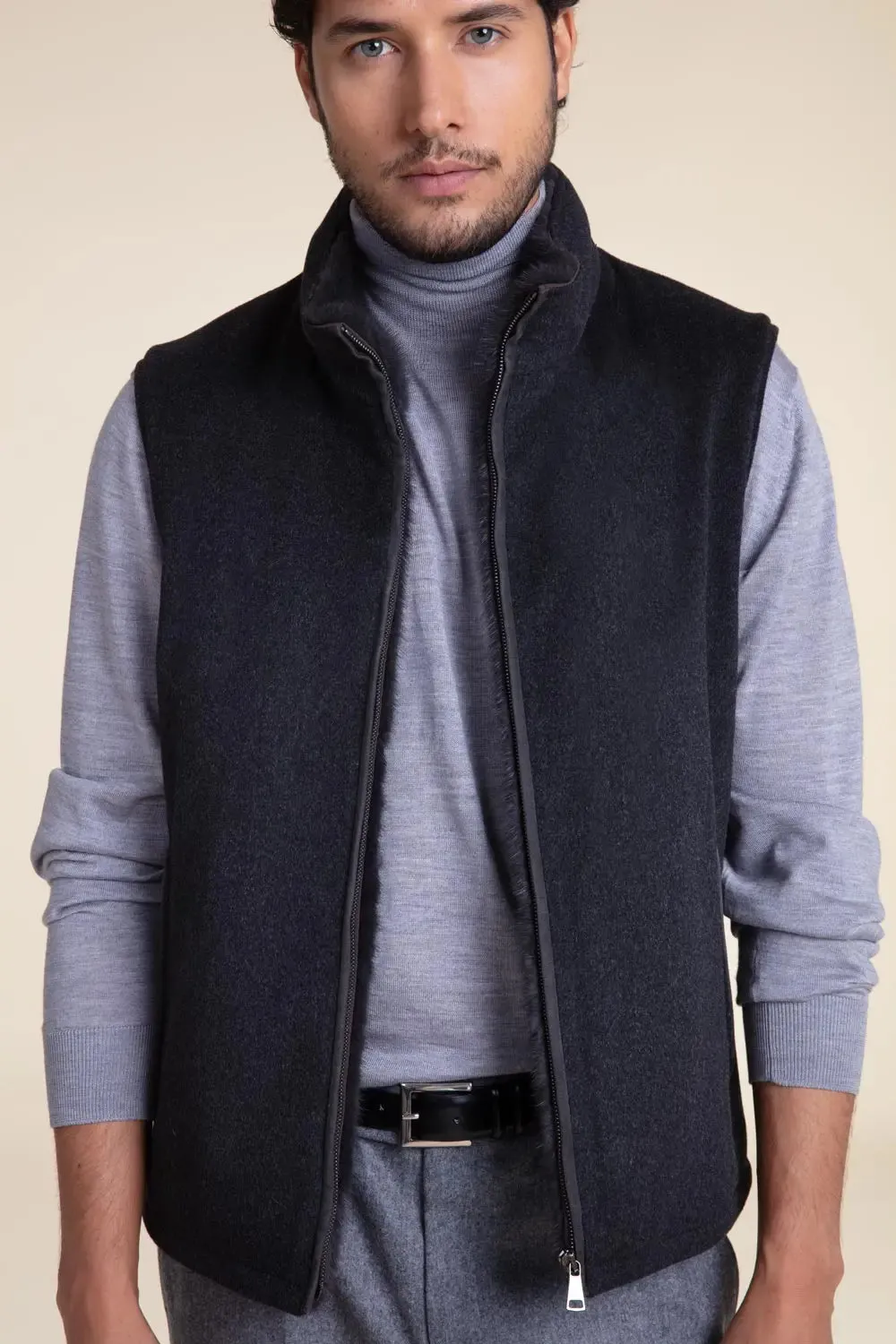 Men vest with fur