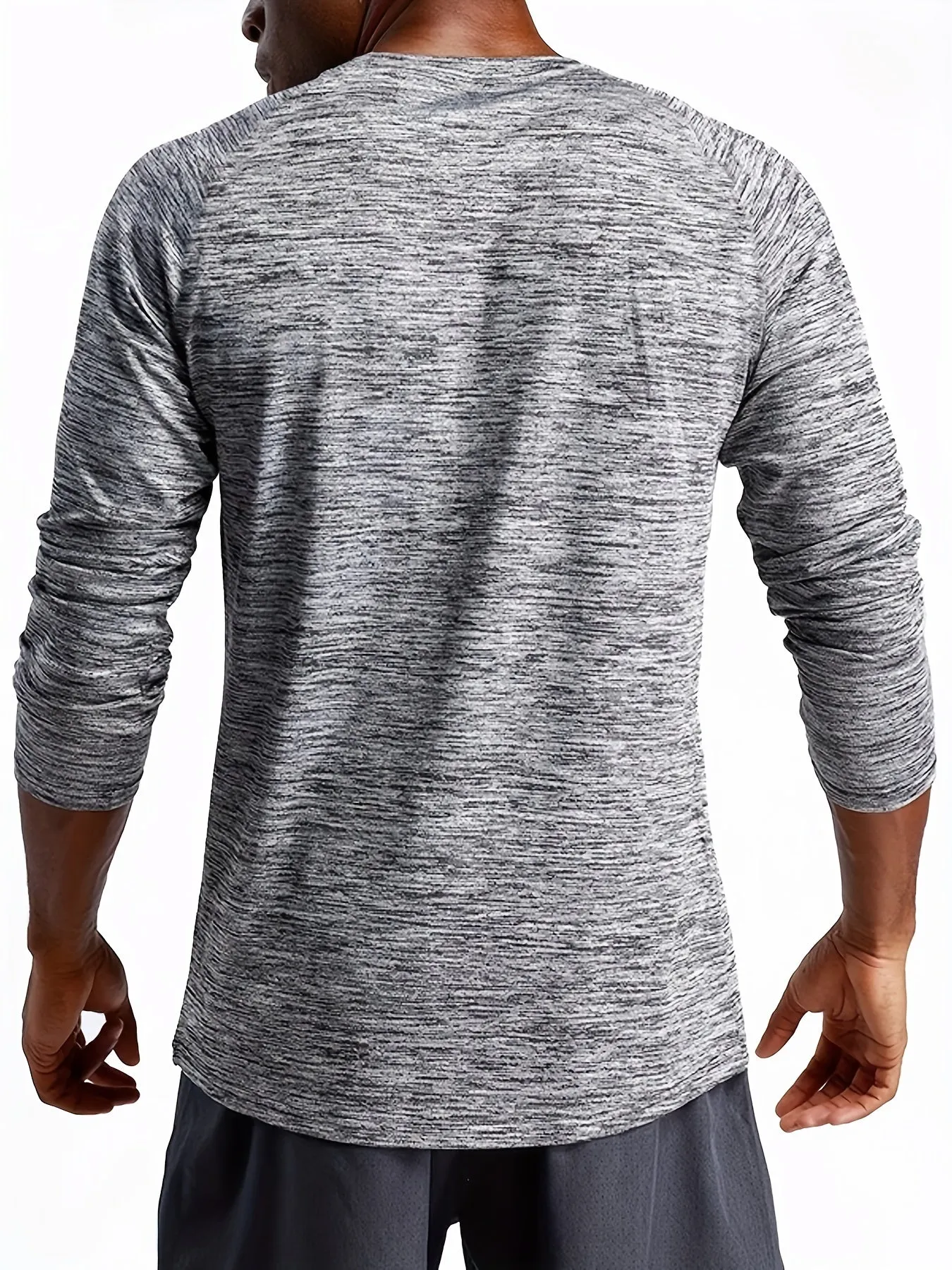 Men's Quick Drying T-shirt, Long Sleeve High Stretch Crew Neck Sweat-absorbing Quick-drying Undershirts For Men's Fitness Training