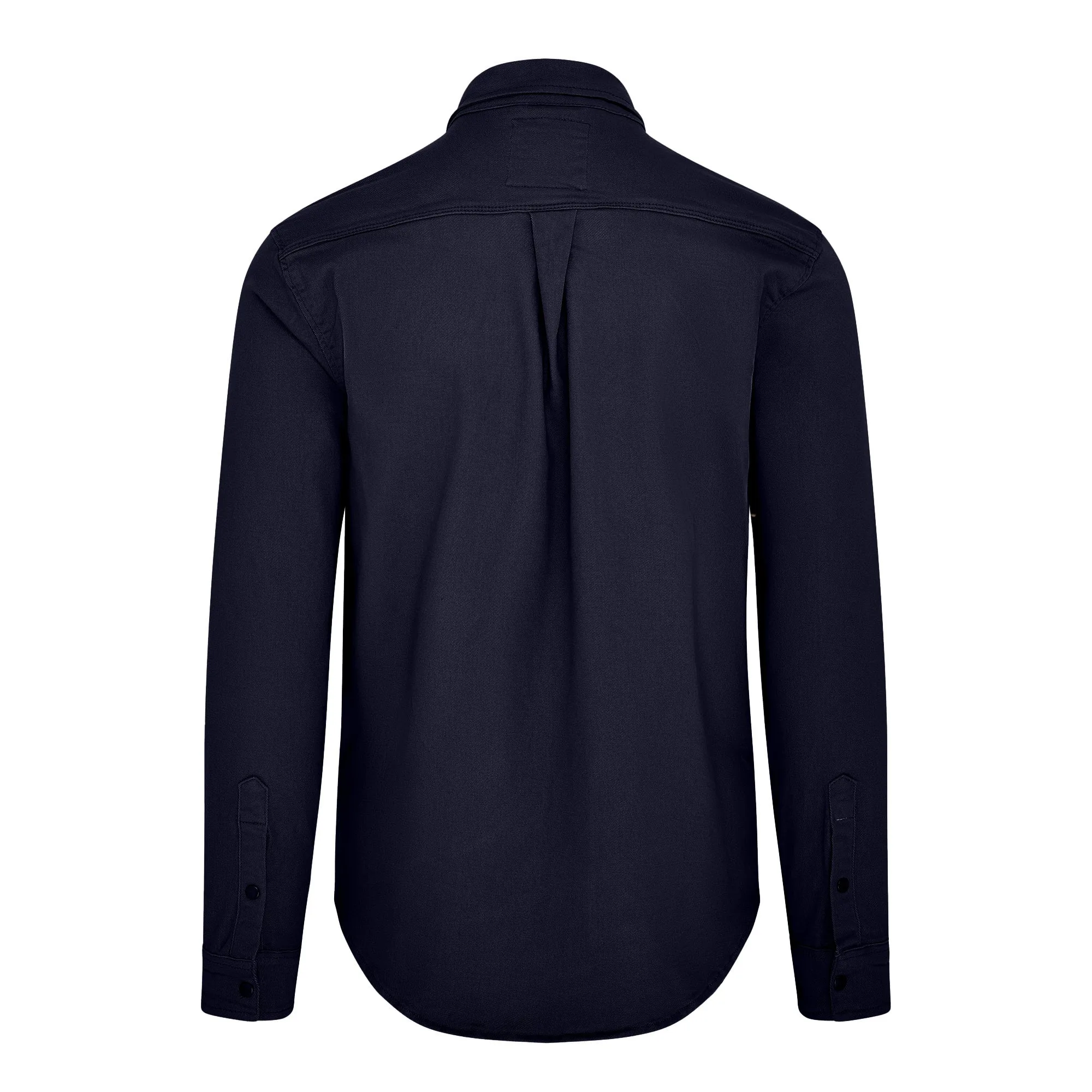 Moore mens long sleeve stretch twill over shirt in Navy