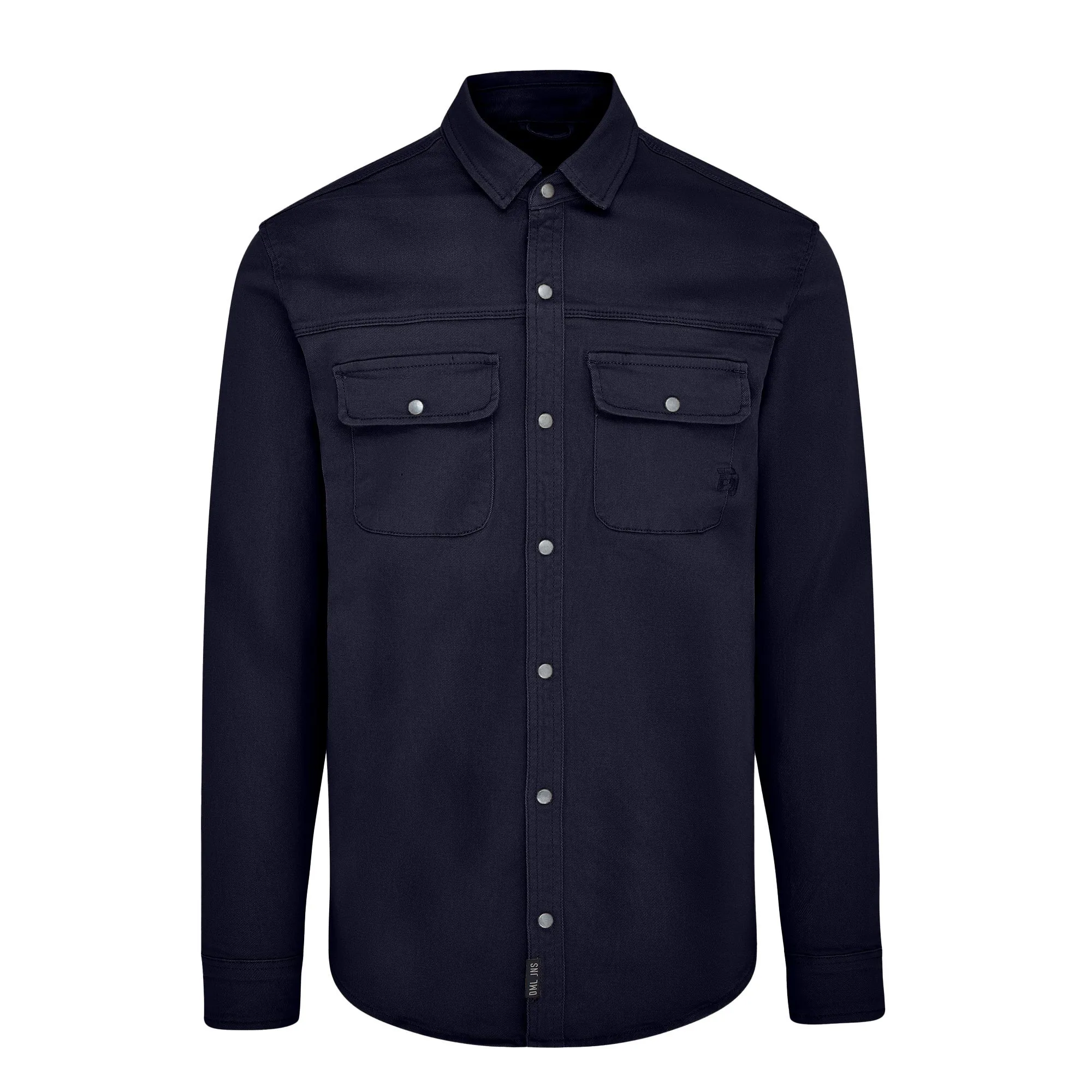 Moore mens long sleeve stretch twill over shirt in Navy