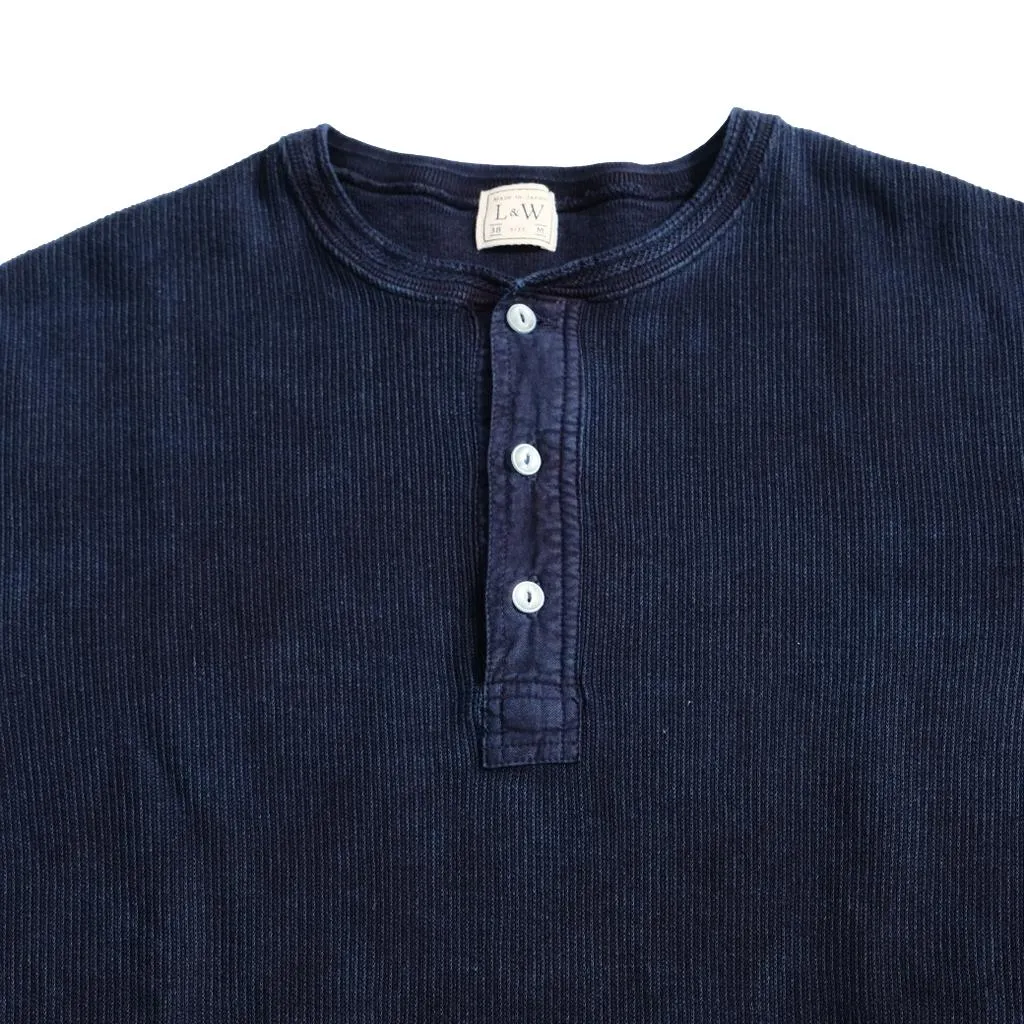 OD LW Indigo Dyed Classic Royal Rib Knit Thermal Henley