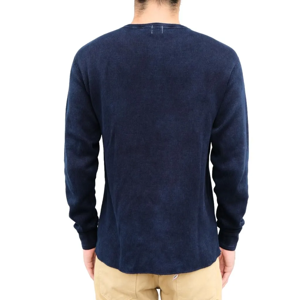 OD LW Indigo Dyed Classic Royal Rib Knit Thermal Henley