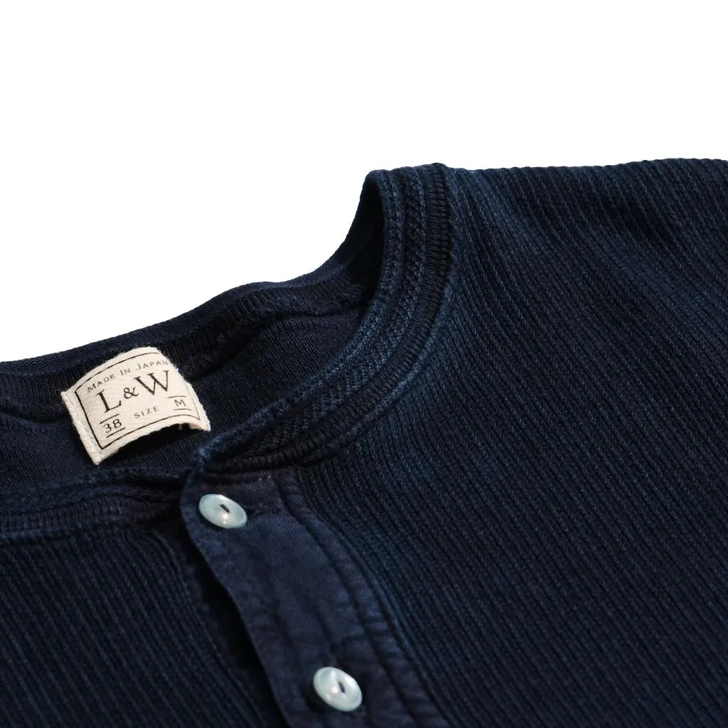 OD LW Indigo Dyed Classic Royal Rib Knit Thermal Henley