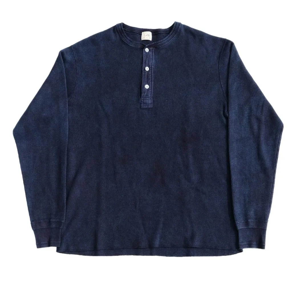 OD LW Indigo Dyed Classic Royal Rib Knit Thermal Henley