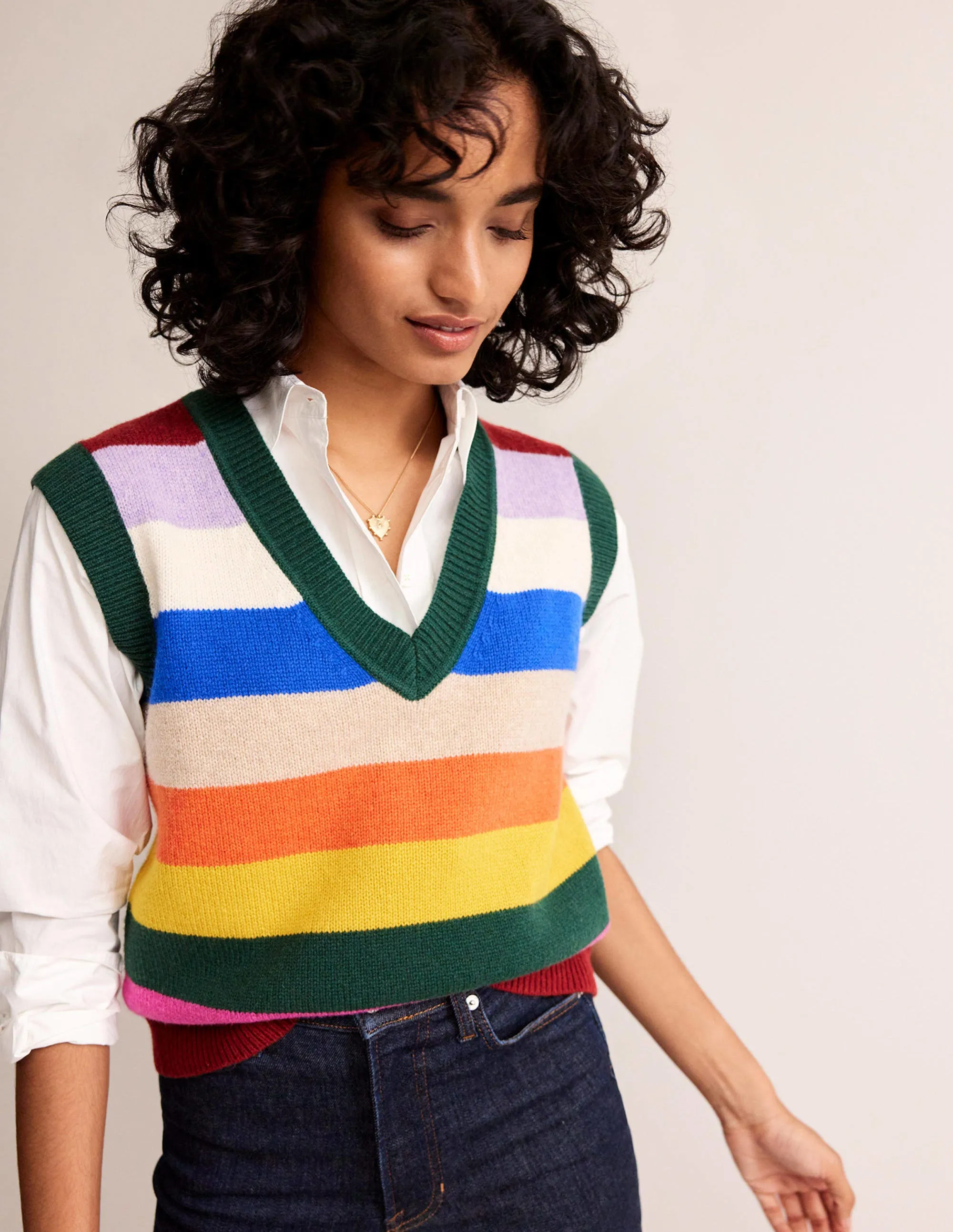 Olivia Merino Tank-Rainbow Multistripe