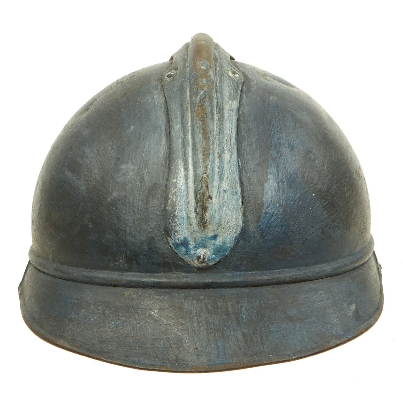 Original French WWI Early Issue Model 1915 Adrian Helmet in Horizon Blue with RF Badge