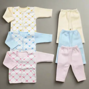 Pack of 3 Newborn Night Suits - Hearts & Lining