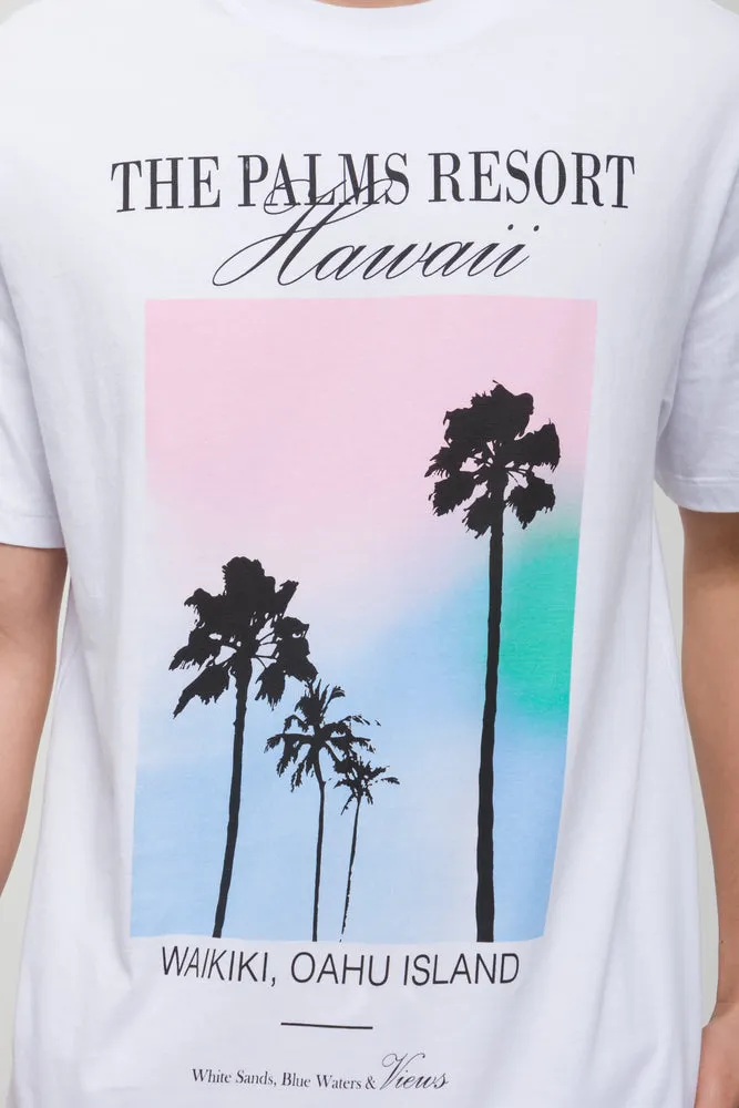 Palm Tree Graphic T-Shirt Milk