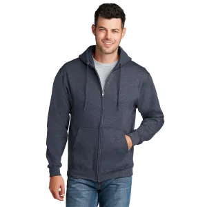 Port & Company® Core Fleece Full-Zip Hooded Sweatshirt - Heather Navy