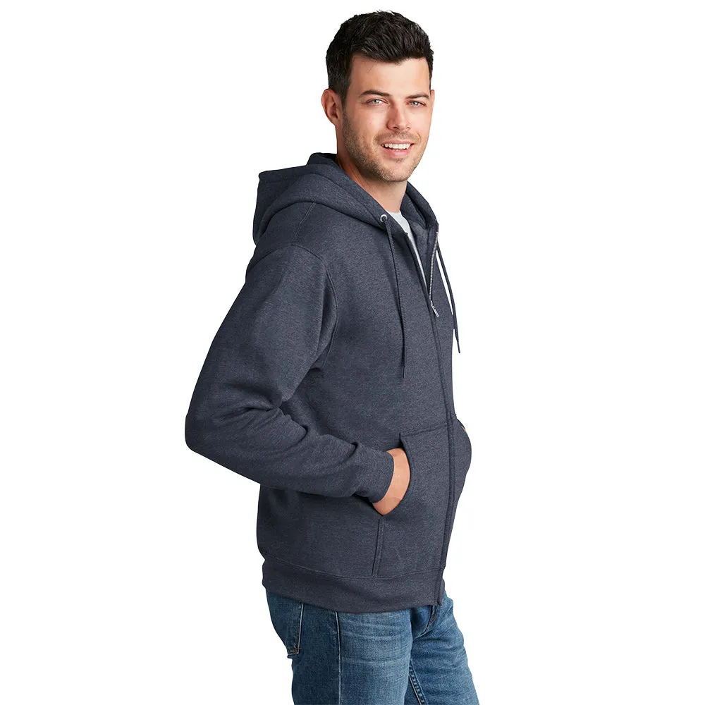 Port & Company® Core Fleece Full-Zip Hooded Sweatshirt - Heather Navy