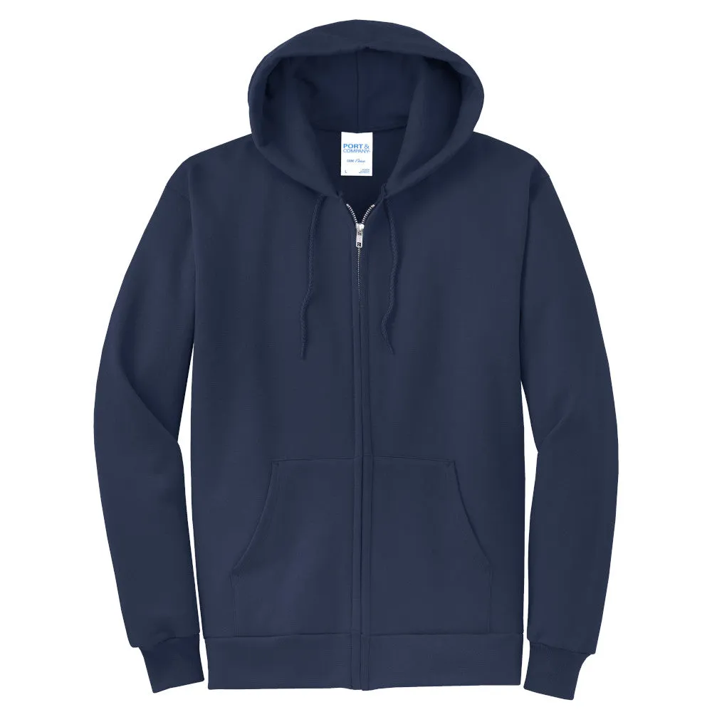 Port & Company® Core Fleece Full-Zip Hooded Sweatshirt - Heather Navy