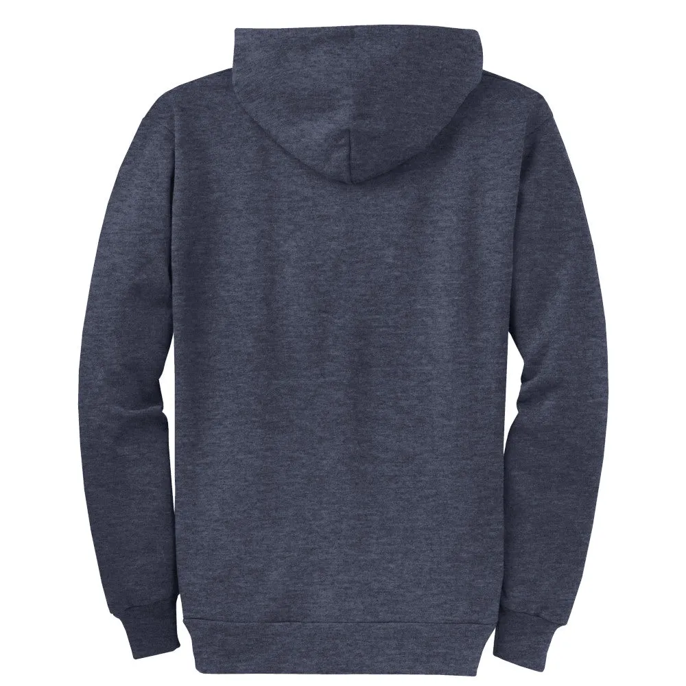 Port & Company® Core Fleece Full-Zip Hooded Sweatshirt - Heather Navy