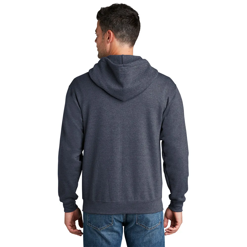 Port & Company® Core Fleece Full-Zip Hooded Sweatshirt - Heather Navy