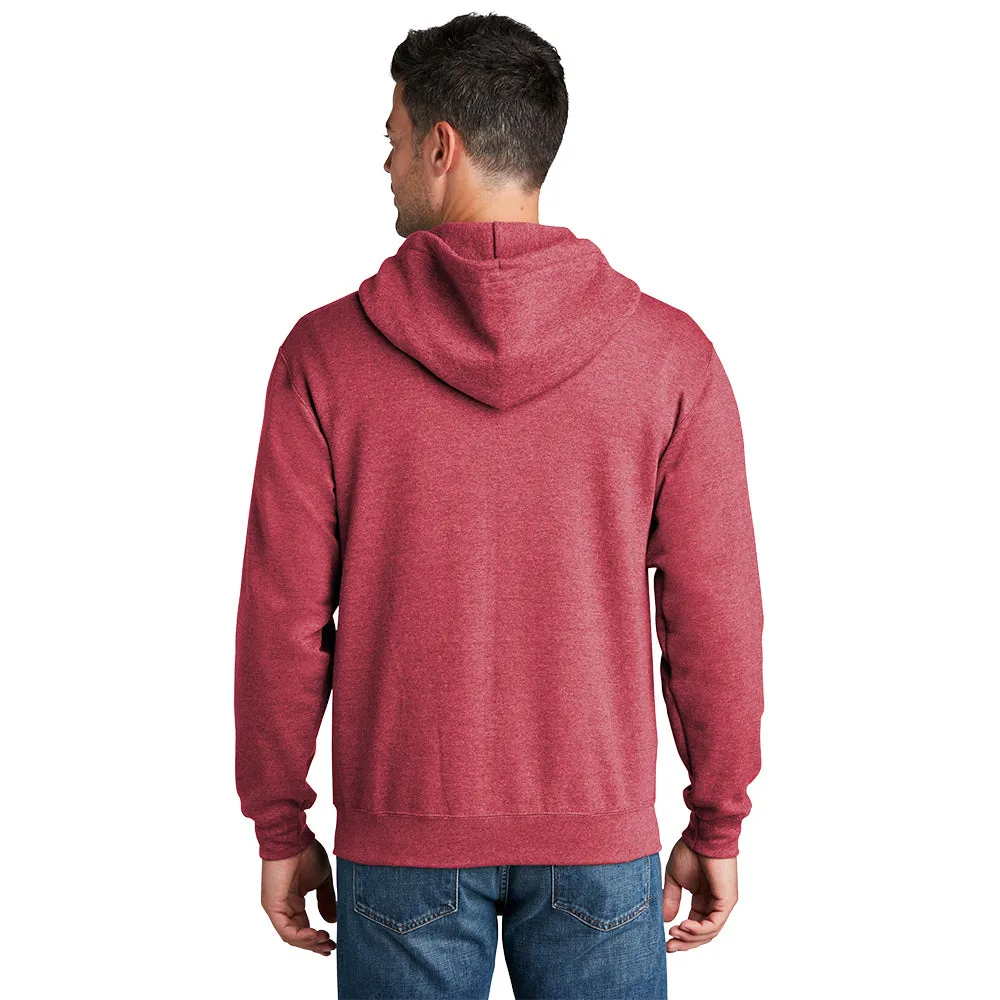 Port & Company® Core Fleece Full-Zip Hooded Sweatshirt - Heather Red