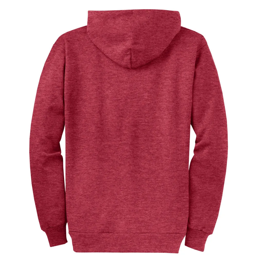 Port & Company® Core Fleece Full-Zip Hooded Sweatshirt - Heather Red