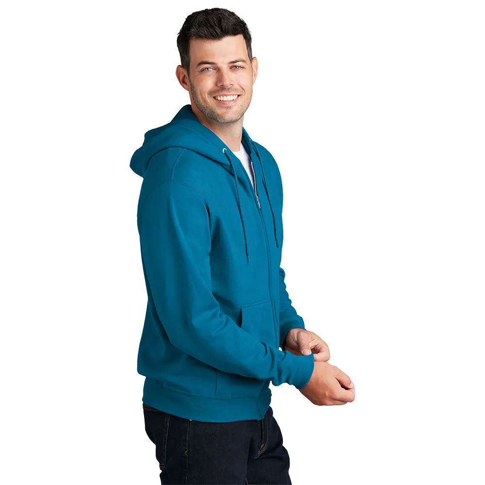 Port & Company® Core Fleece Full-Zip Hooded Sweatshirt - Neon Blue