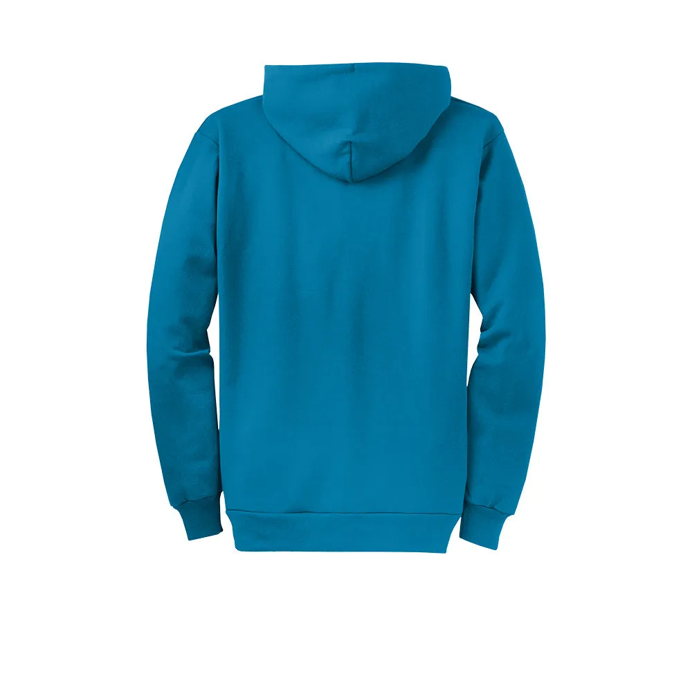 Port & Company® Core Fleece Full-Zip Hooded Sweatshirt - Neon Blue