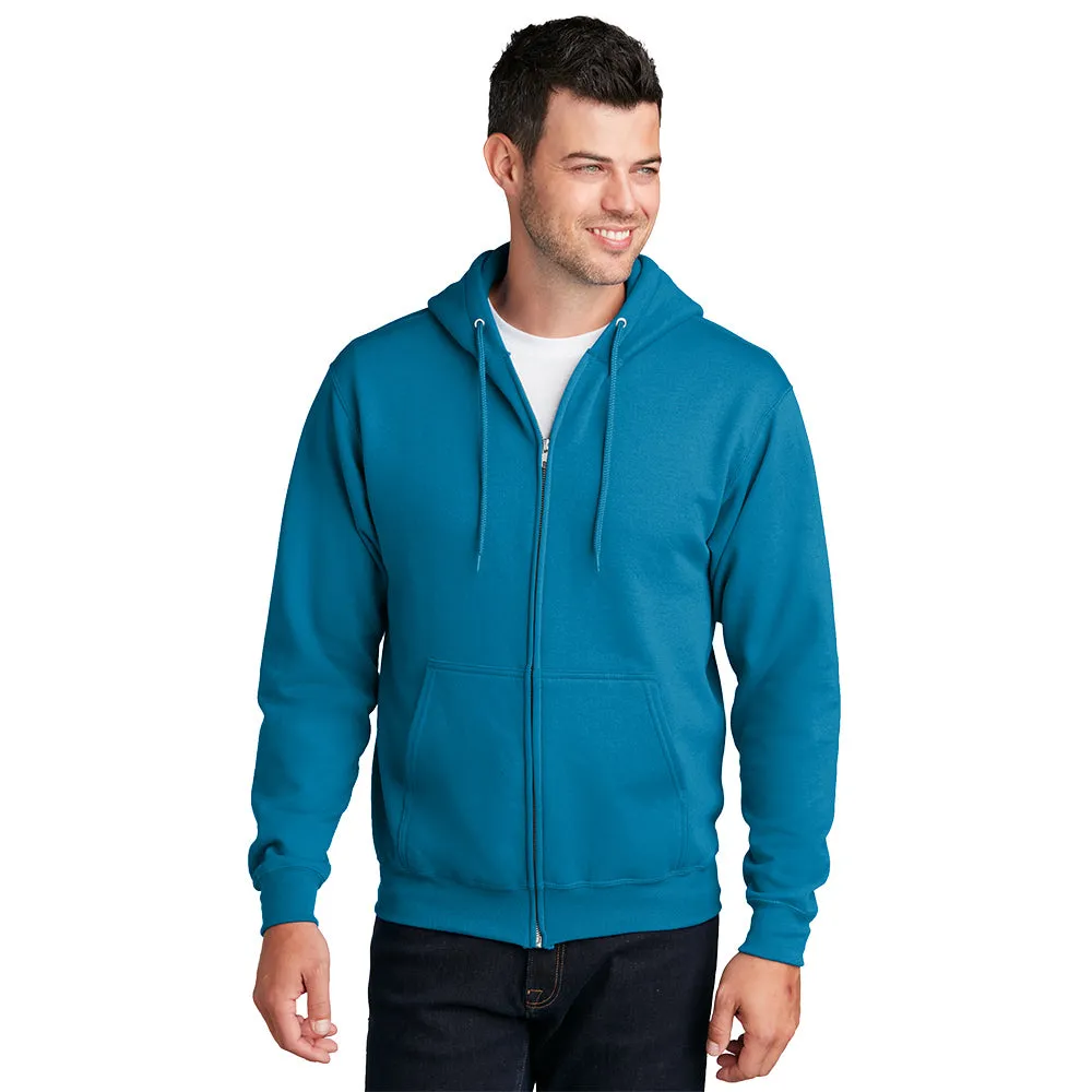 Port & Company® Core Fleece Full-Zip Hooded Sweatshirt - Neon Blue