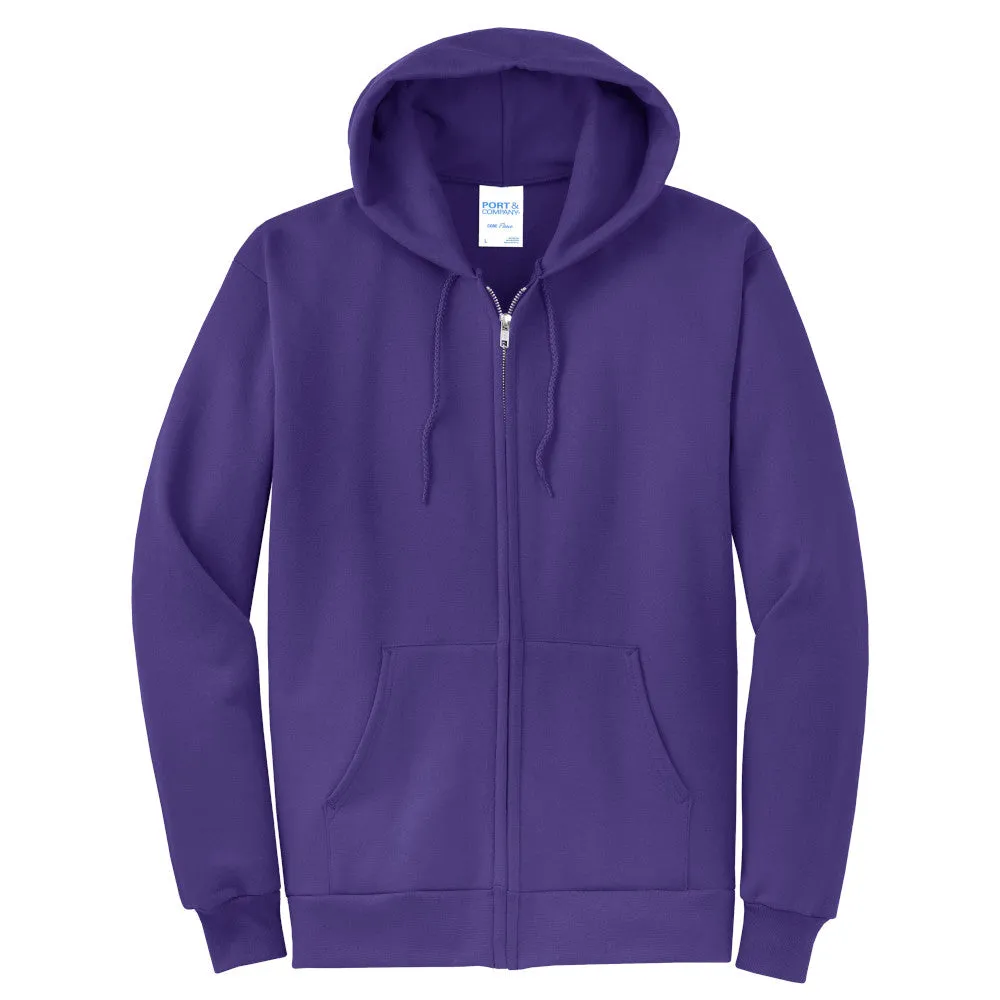 Port & Company® Core Fleece Full-Zip Hooded Sweatshirt - Purple