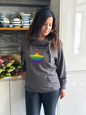 Rainbow Star Luxe Hoodie - Charcoal