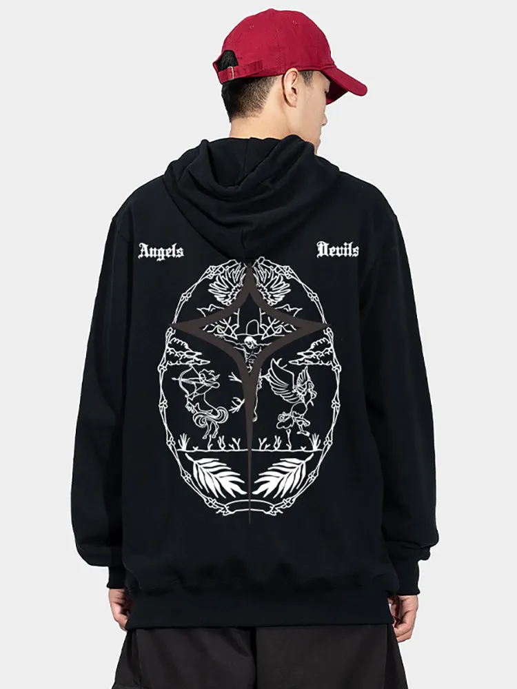 Retro Angel Star Print Hoodie