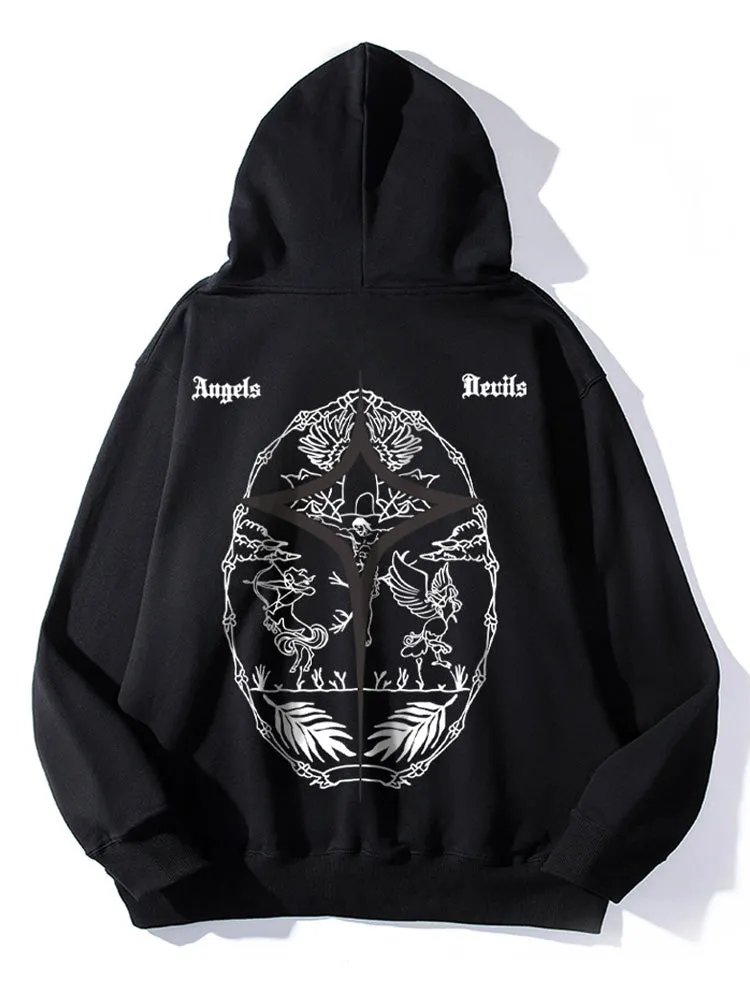 Retro Angel Star Print Hoodie