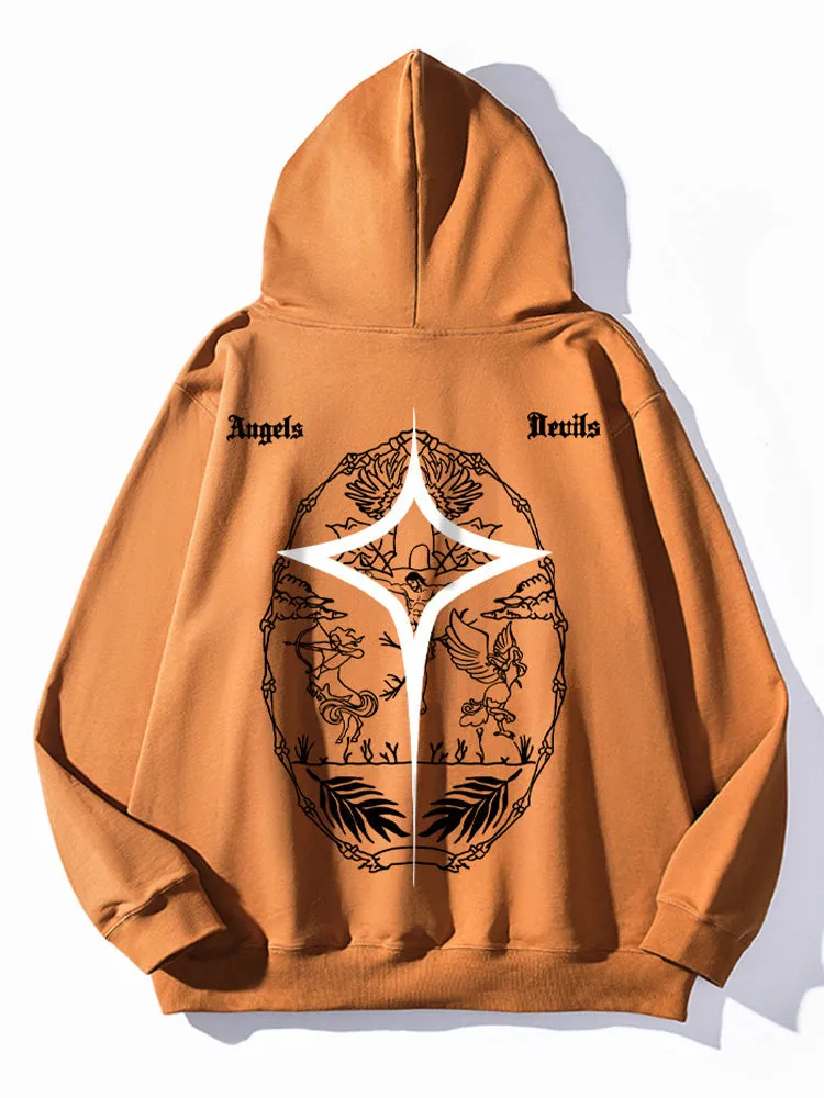 Retro Angel Star Print Hoodie